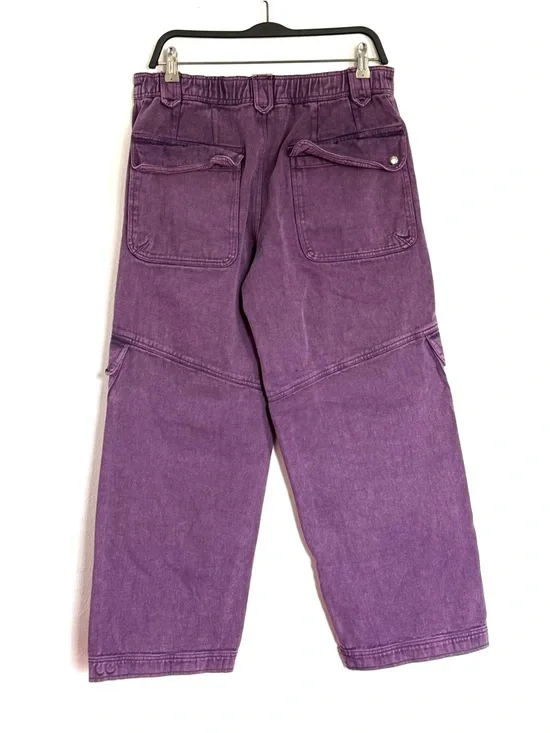 Free People Plum/prune  Came And Ge It Cargo Wide-Leg Denim Pants - Picture 8 of 12